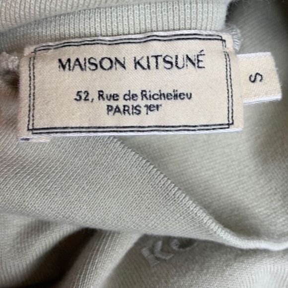 Maison Kitsuné turtleneck sweater pullover top cotton cream size small - Picture 4 of 6